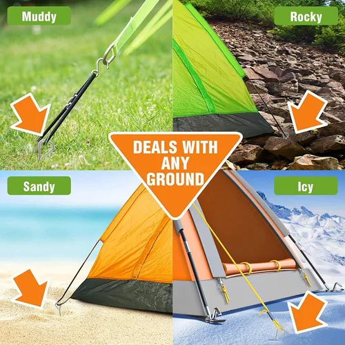 Miniatura 3 de Sharp - Juego de 3 pinzas para tienda de campaña de 12.0 in, galvanizadas resistentes, estacas de acero para arena, camping, boda, montañas