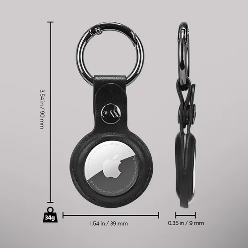 Miniatura 6 de Case-Mate Llavero AirTag – Llavero de cuero vegano duradero con clip de anillo resistente – Funda protectora para AirTag para collar de perro