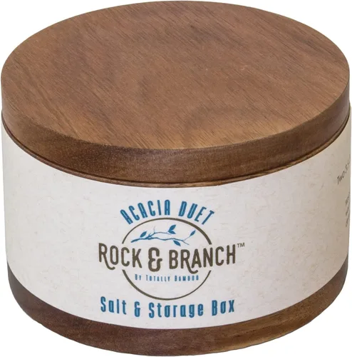 Miniatura 6 de Totally Bamboo Rock & Branch Acacia Duet - Cuenco para sal y pimienta, salero y caja de almacenamiento con dos compartimentos, tapa giratoria