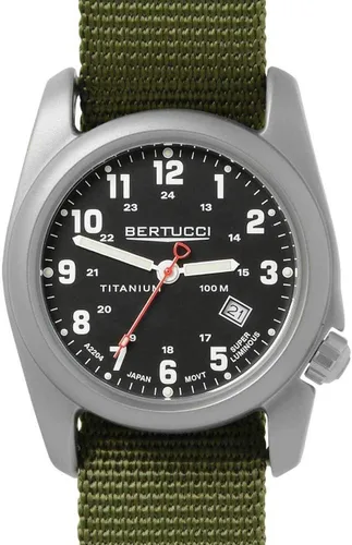Miniatura 6 de BERTUCCI A-2T Reloj Hombre - Titanio - Correa de Nylon Oliva - Esfera Negra - 12122, Negro -, Deportes