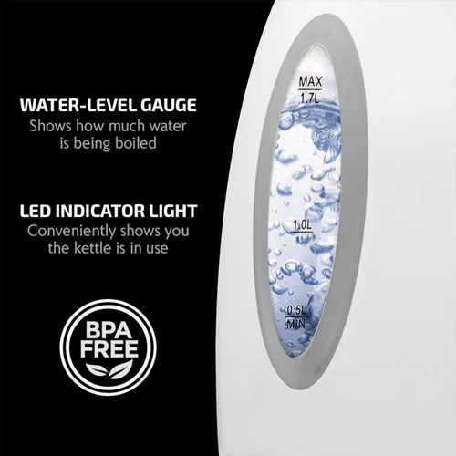 Miniatura 3 de Ovente Hervidores eléctricos de 1.7 litros, calentador de agua de ebullición rápida y calentador para tetera y cafetera en blanco y verde