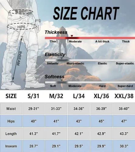Miniatura 7 de FLYFIREFLY Pantalones de senderismo para hombre, ligeros, impermeables, pantalones tácticos con múltiples bolsillos (sin cinturón)