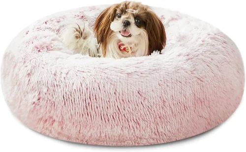 Miniatura 15 de WESTERN HOME WH Cama calmante para perros y gatos, dona acogedora anti-ansiedad, cama redonda cálida y acogedora de piel sintética, suave y azul