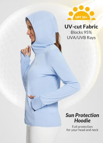 Miniatura 3 de BALEAF Chaqueta UPF 50+ para mujer, ligera, con capucha, manga larga, para correr, senderismo, ropa al aire libre