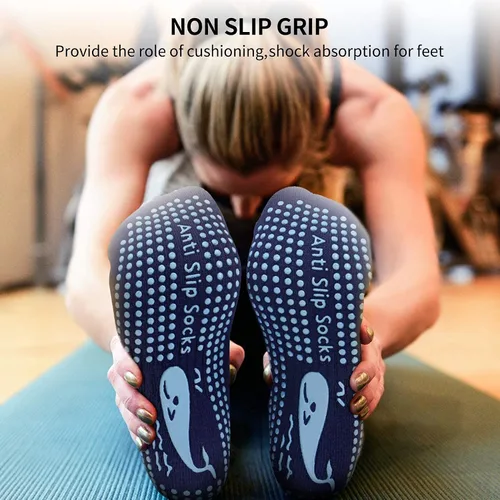 Miniatura 4 de TENQUAN 3 pares de calcetines de yoga antideslizantes con agarres para pilates barra deportiva ballet baile fitness antideslizante rehabilitación