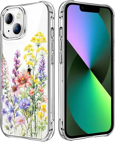 Miniatura 116 de Funda transparente de girasol compatible con iPhone SE 2022 SE 2020 7 8, funda trasera floral para niñas y mujeres, funda protectora transparente