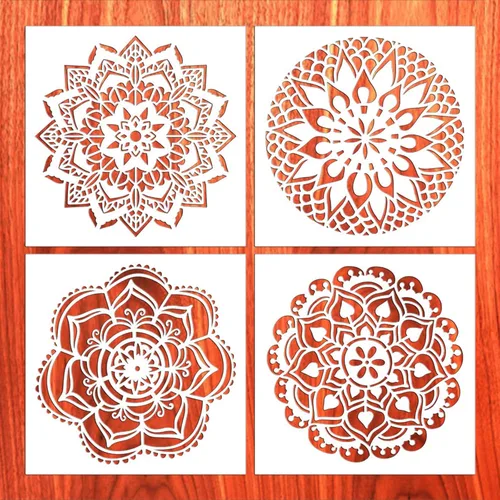 Miniatura 9 de 3 plantillas de mandala de patrón extra grandes, plantillas reutilizables de pintura de puntos de mandala, plantillas de pintura en aerosol floral