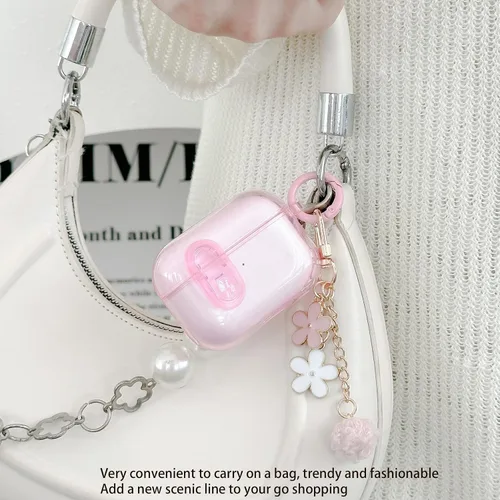 Miniatura 6 de Bonita funda Magsafe para Airpods Pro 2, clip de bloqueo para niñas y mujeres, con dijes de flores y kit de limpieza, TPU suave, Airpods iPod Pro