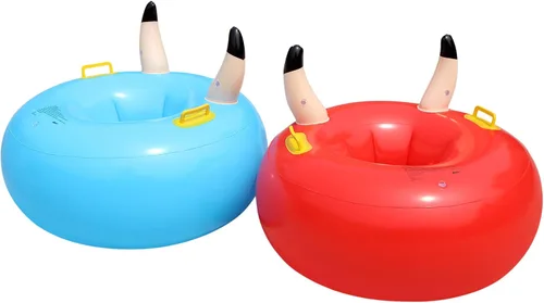 Miniatura 7 de Banzai: Bump ‘N Bull Battle Set - Red & Blue, 2 Inflatable Body Bumper Toys, 37" Animal Ring Boppers, Bouncer Grip Handles, Outdoor Game Play, Kids