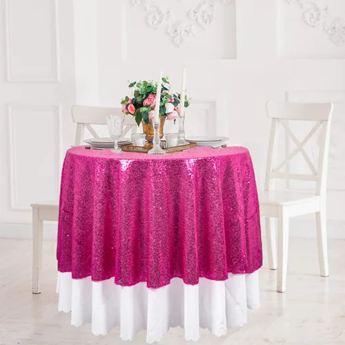 ShinyBeauty Mantel de lentejuelas rosa intenso, superposición redonda brillante de 120 pulgadas para decoración de bodas, fiestas de cumpleaños,