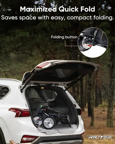 Miniatura 5 de RIDYEE 7-en-1 Triciclo plegable para niños pequeños de 18 meses a 5 años, cochecito triciclo con frenos duales, neumático de goma todo terreno