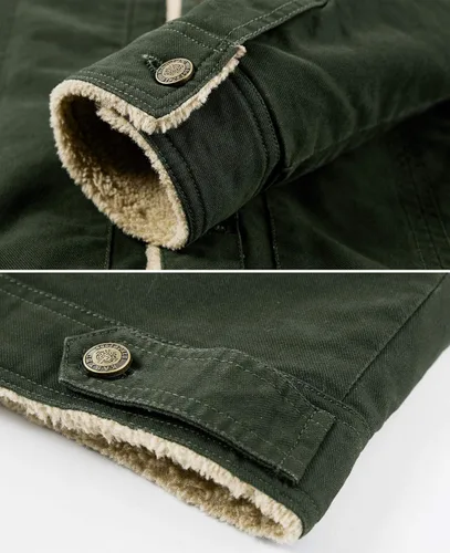 Miniatura 6 de How'on - Chaqueta estilo militar de algodón con forro para hombre, diseño con cuello y botones, prenda casual para invierno