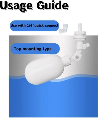 Miniatura 3 de Kit de válvula flotante de tubo de 1/4 pulgada para sistema de ósmosis inversa de agua RO, válvula flotante de bola de filtro de agua, válvula