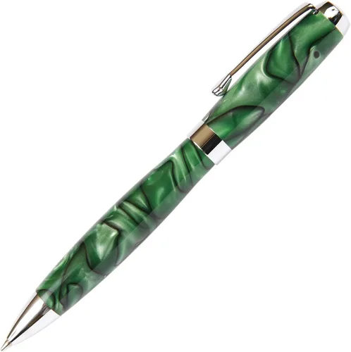 Miniatura 2 de Lanier Tuscany - Bolígrafo con cuerpo brillante marmoleado negro y perla con detalles cromados, acción de giro y recambio de estilo Parker de 0.028