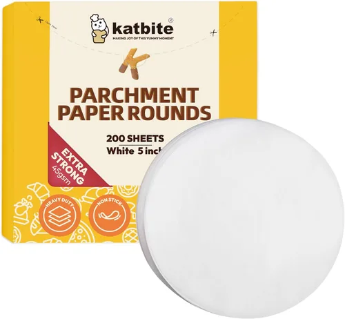 Miniatura 10 de Katbite - Rondas de papel pergamino de servicio pesado de 4 pulgadas, 200 piezas de rondas de papel pergamino para masas, uso para hornear pequeños