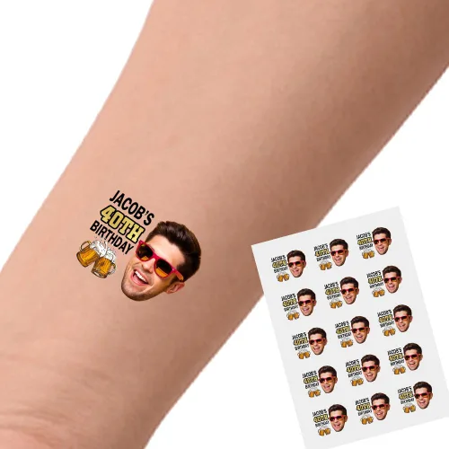 Miniatura 24 de YESCUSTOM Tatuajes temporales personalizados con foto, tatuaje facial personalizado con logotipo para adultos, parejas, mujeres, hombres, tatuajes
