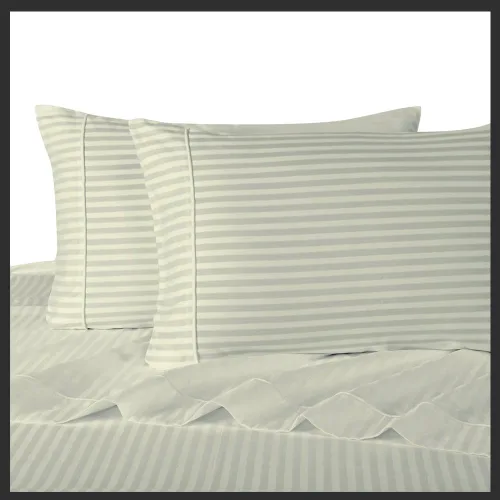Miniatura 3 de Royal Hotel Bedding Funda de edredón de 300 hilos, 3 piezas, color dorado a rayas, 100% algodón