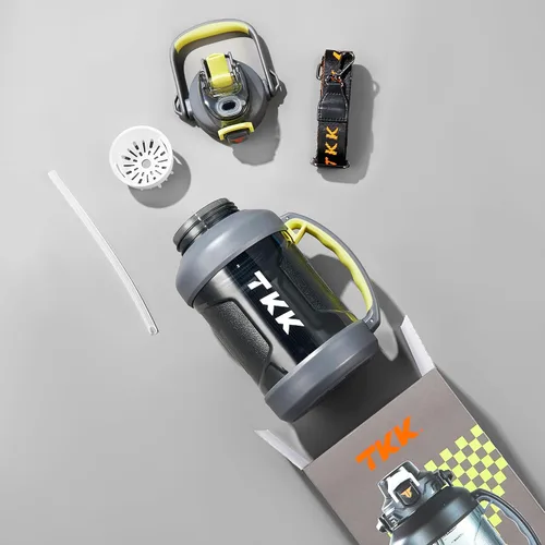 Miniatura 7 de TKK Jarra de Agua Deportiva de Medio Galón con Popote y Tapa 2 en 1, Apta para Lavavajillas, Sin BPA, A Prueba de Fugas, Botella de Plástico Tritan
