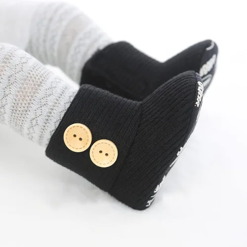 Miniatura 4 de Nomere Botas de nieve unisex con botones de invierno para bebé, suela suave, antideslizantes, cálidas, zapatos para cuna recién nacidos
