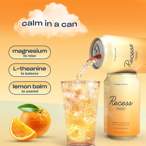 Miniatura 6 de Recess Mood - Bebida calmante con suplemento de magnesio, 12 onzas (Vainilla Naranja, paquete de 12)