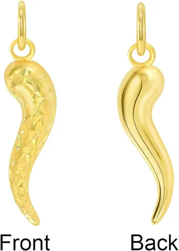 Miniatura 3 de Colgante de oro amarillo de 14 quilates con textura delicada de cuerno de Cornicello, Oro amarillo, no aplica