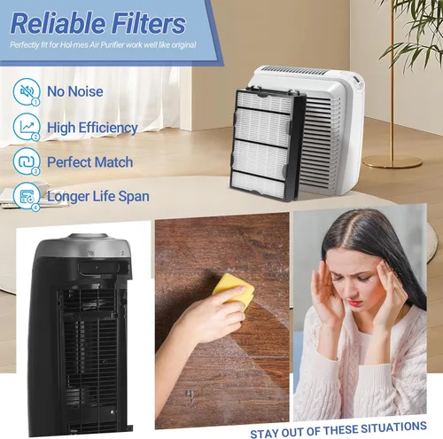 Miniatura 5 de Filtros HEPA HAPF600 para purificador de aire Holmes HAP616, HAP633, HAP653, HAP726, HAP756, HAP759, HAP8615, HAP8650, HAP9726, reemplaza HAPF600TCS