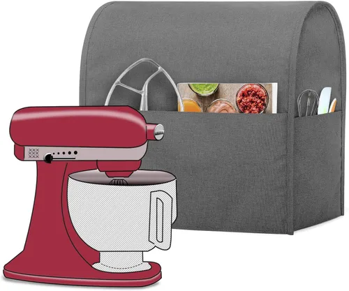 Miniatura 13 de Funda protectora Luxja compatible con batidora de 4.5 cuartos y 5 cuartos de galón, funda de tela con bolsillos para batidora y accesorios Gris