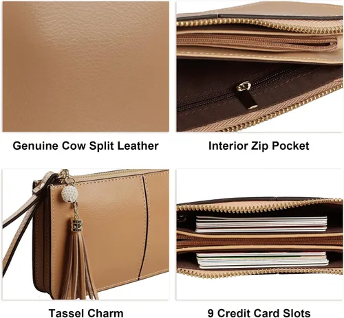 Miniatura 5 de Befen - Bolso clutch de mano de cuero con correa para teléfono celular, organizador de tarjetas