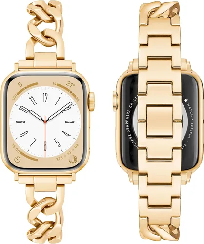 Miniatura 22 de Correas de metal para reloj para mujeres compatibles con Apple Watch para mujeres y hombres de 40 mm, 38 mm, 41 mm, 42 mm, 44 mm, 45 mm, 46 mm