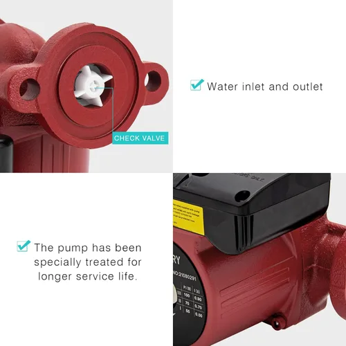 Miniatura 8 de JASSFERRY Bomba de recirculación de agua caliente Sistema de recirculación 115V NPT Bombas de repuesto de circulación de 1 pulgada para calentador