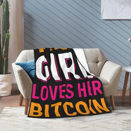 Miniatura 7 de Manta de franela con texto en inglés «This Girl Loves Her Bitcoin» para sofá o cama, suave y cómoda, de 40 x 30 pulgadas, antibolitas