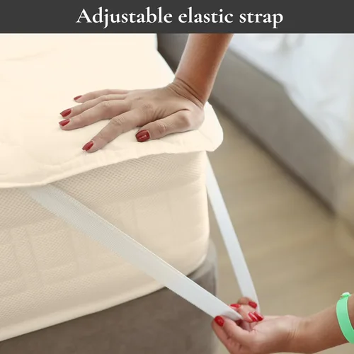 Miniatura 4 de Sleep & Beyond My Topper - Cubrecolchón de lana, funda de percal de algodón cómodo para todo el año, lavable, transpirable, alivio de presión, sueño