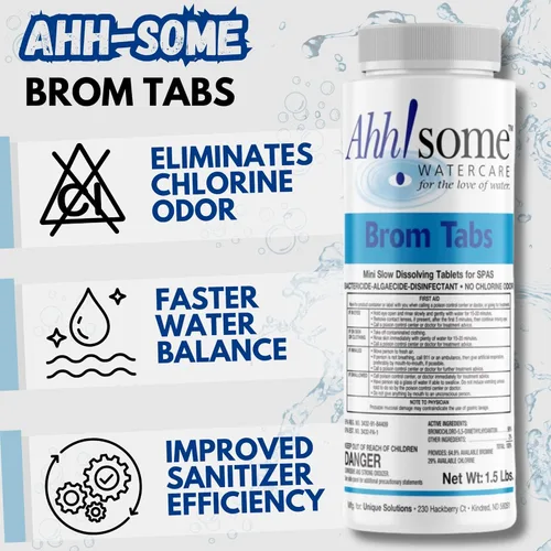 Miniatura 3 de AhhSome - Mini tabletas de bromo de 2 pulgadas de 1.5 libras para spa y bañera de hidromasaje desinfectante Pestañas de bromación de disolución