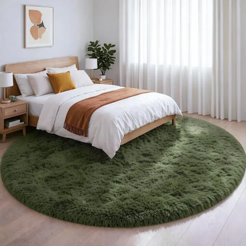 Miniatura 70 de Amdrebio Alfombra Redonda Azul Marino Oscuro de 4 Pies para Habitación de Niños Dormitorio, Alfombras de Área Circulares de Felpa Shag Esponjosa