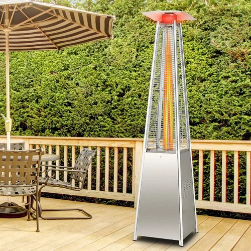 Miniatura 2 de Tangkula Calentador de patio al aire libre de 90 pulgadas, 42000 BTU calentador de propano piramidal portátil para exteriores con ruedas, tubo