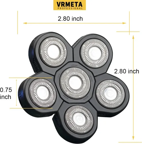 Miniatura 7 de Cabezales de repuesto para afeitadora eléctrica de 6 cuchillas para hombres para calvo y cara (6 cabezas (negro)