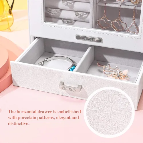Miniatura 3 de Homde - Organizador de joyas para niñas y mujeres joyero para collares anillos aretes regalo de joyería caja de almacenamiento de joyas serie