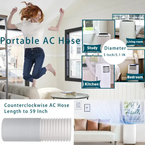 Miniatura 5 de Manguera de aire acondicionado portátil, ventilación de escape portátil de 5 pulgadas de diámetro para aire acondicionado portátil, adecuada
