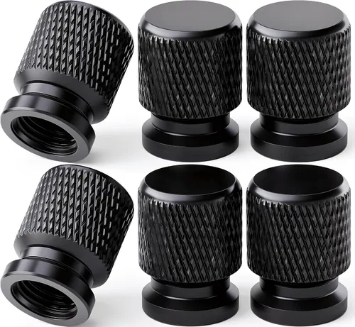 Miniatura 45 de 4 piezas de tapas de válvula de rueda con estilo púas, cubiertas universales de válvula de rueda de aleación de aluminio a prueba de polvo