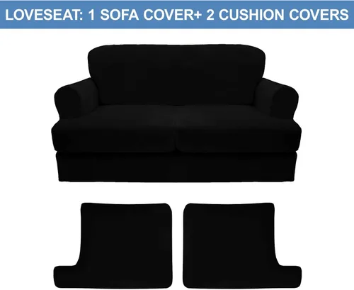 Miniatura 5 de CUCRAF Funda para sofá con cojines de 3 piezas, fundas deslizantes de terciopelo suave y grueso para sofá de la sala de estar, protector de muebles