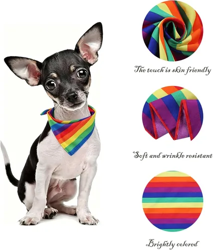 Miniatura 2 de Tinsow Pañuelos multiusos Baberos Rainbow Dog Kerchief LGBT+ Día del Orgullo Collar de perro gato Mascotas Collar