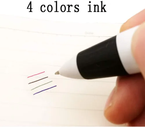 Miniatura 3 de Bolígrafos retráctiles multicolor de 0.028 in, tinta de 4 colores (negro, azul, rojo, verde) en un bolígrafo con mosquetón y llavero en la parte