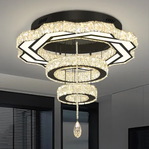 Miniatura 16 de Flashing God Candelabros de cristal modernos de 12 pulgadas, lámpara de techo de montaje empotrado, mini lámpara LED regulable para pasillo, lámpara