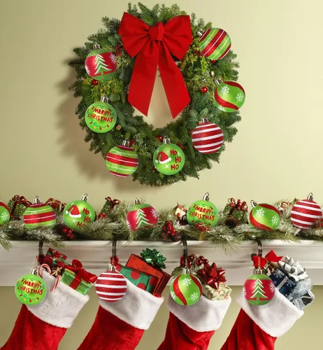 Miniatura 6 de Tsorode 12 adornos para árbol de Navidad, adornos de bola de Navidad de 2.4 pulgadas para árbol, bombillas colgantes brillantes rojas y verdes