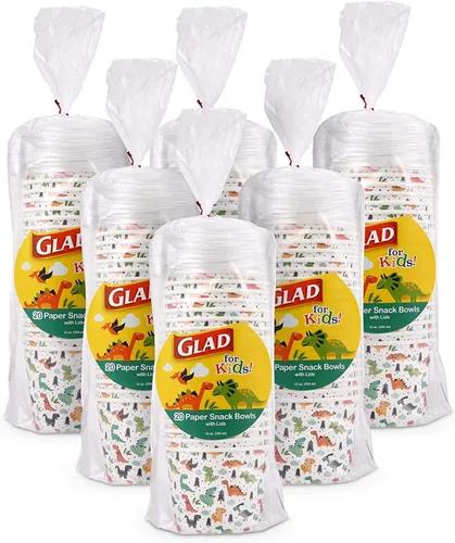 Miniatura 12 de Suministros de fiesta de dinosaurio Glad para niños - Cuencos de aperitivos desechables de papel resistentes con tapas, perfectos para fiestas