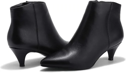 Miniatura 5 de IDIFU Botas de tacón bajo para mujer, botas de tobillo con punta puntiaguda, botas cortas para vestir, 5