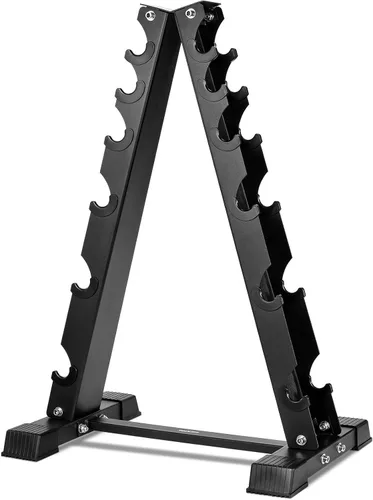 Miniatura 10 de Soporte para mancuernas solamente, soporte de pesas para mancuernas, marco en A, compacto para gimnasio en casa, ahorro de espacio