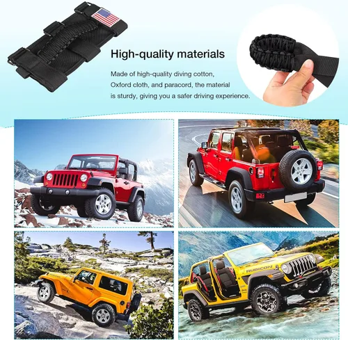 Miniatura 5 de GAIZON Paquete de 2 asas de agarre de barra antivuelco, asas de paracaídas para Wrangler CJ YJ TJ JL JK LJ JLU JKU Sahara Freedom Rubicon, Gladiator