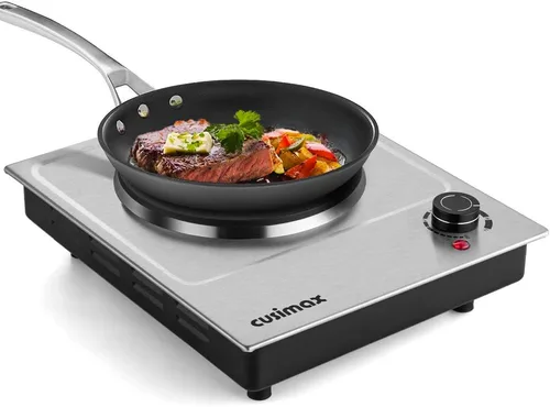 Miniatura 11 de CUSIMAX Placa caliente eléctrica de 1800 W, quemador doble de encimera para cocinar, quemador eléctrico portátil con control de temperatura Negro