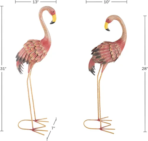 Miniatura 2 de Pure Garden Juego de 2 estatuas de jardín de flamencos rosados de 2 a 28 y 31 pulgadas de alto para decoración de patio o césped, decoración